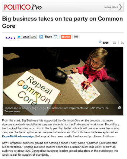 Big business takes on tea party on Common Core